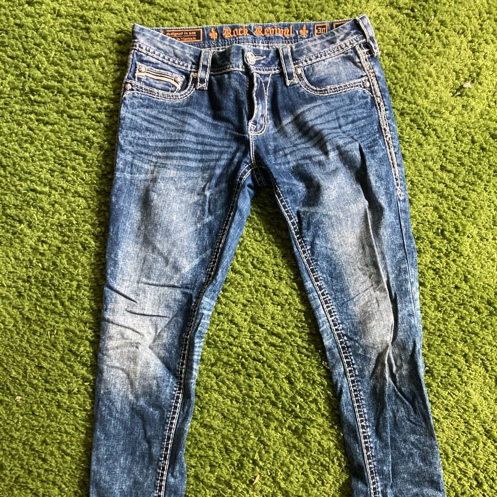 Acid Wash Rock Revival Skinny Jeans